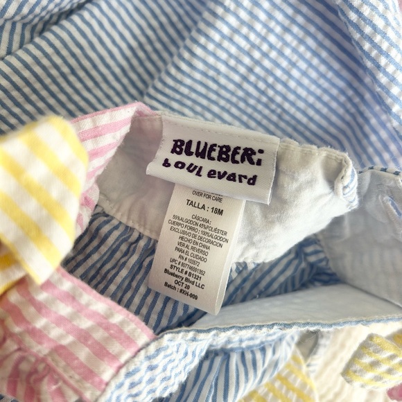 Blueberi Boulevard Girls 18 Months Pastel Striped Seersucker Embroidered Dress - Picture 2 of 7